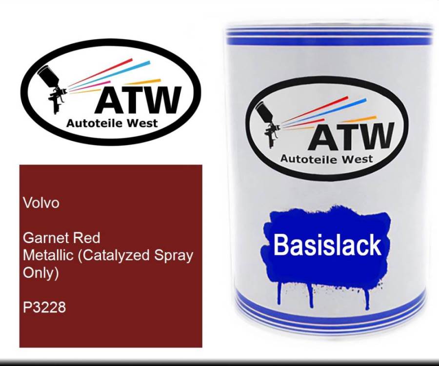 Volvo, Garnet Red Metallic (Catalyzed Spray Only), P3228: 500ml Lackdose, von ATW Autoteile West.